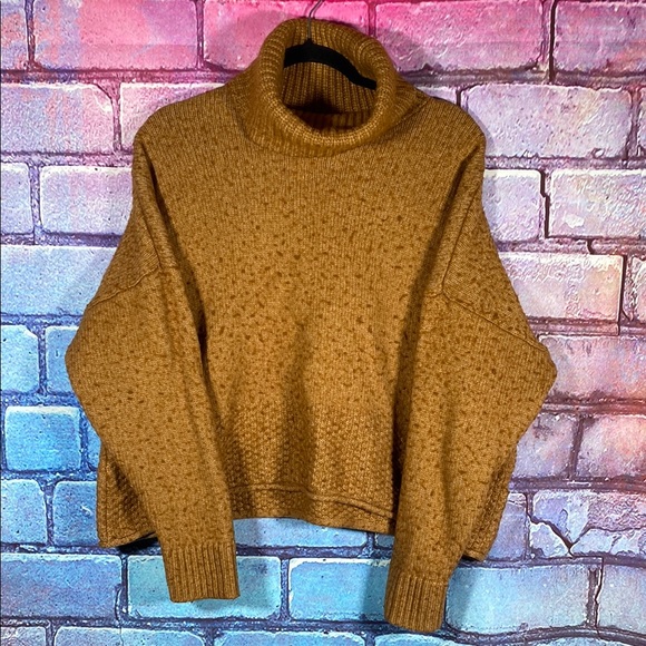 Madewell Sweaters - Madewell XL Chunky Knit Turtleneck Sweater Mustard Brown Oversized Fall Cozy Pul